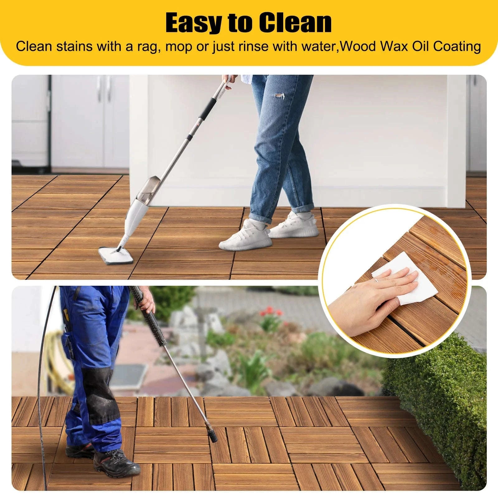 Interlocking Patio Deck Tiles – 36‑Pack Hardwood Flooring Tiles-Brown / GERMANY