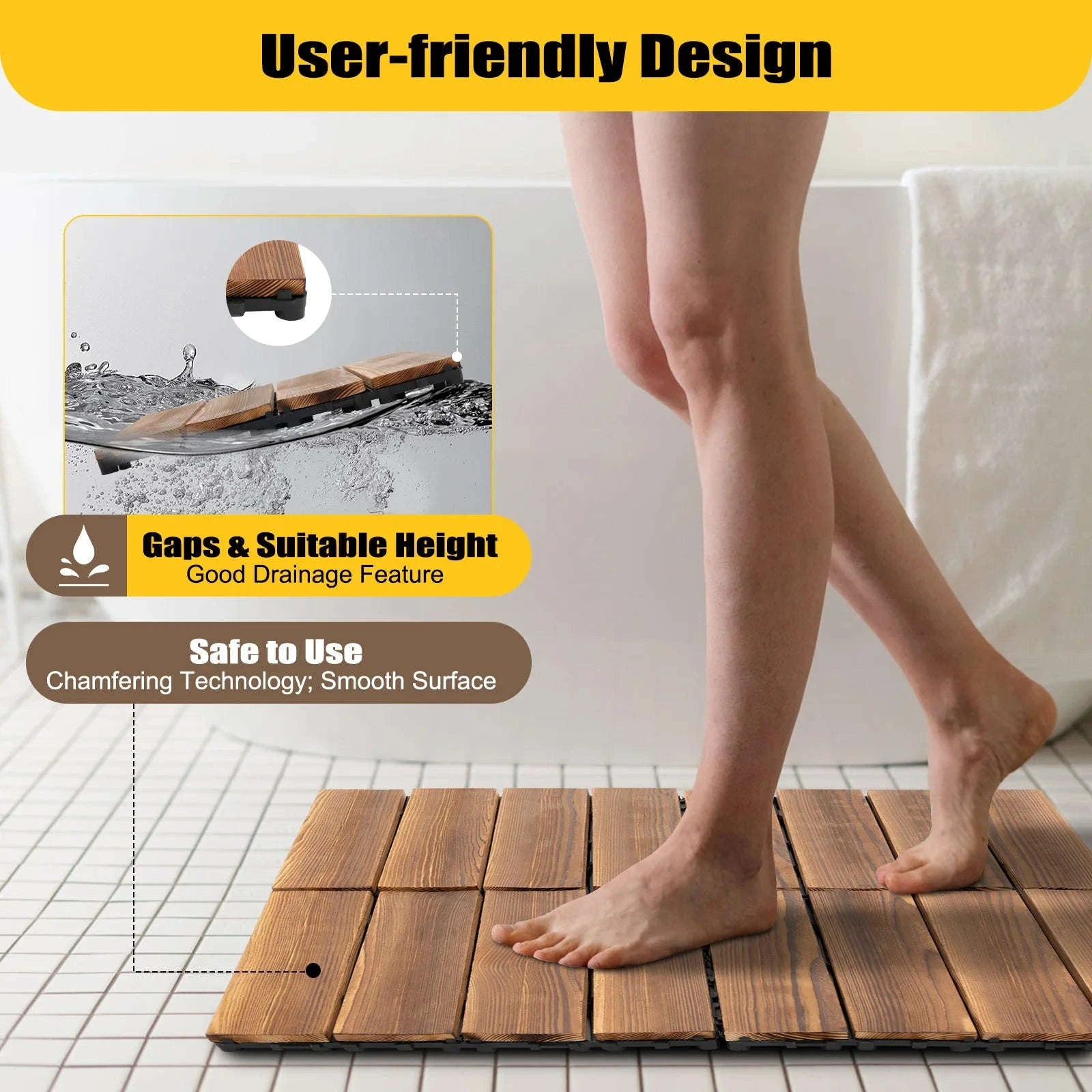 Interlocking Patio Deck Tiles – 36‑Pack Hardwood Flooring Tiles-Brown / GERMANY