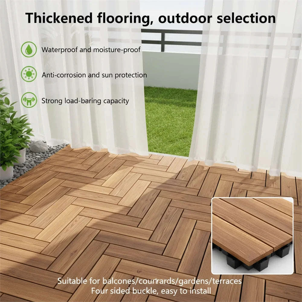 Interlocking Patio Deck Tiles – 36‑Pack Hardwood Flooring Tiles-Brown / GERMANY