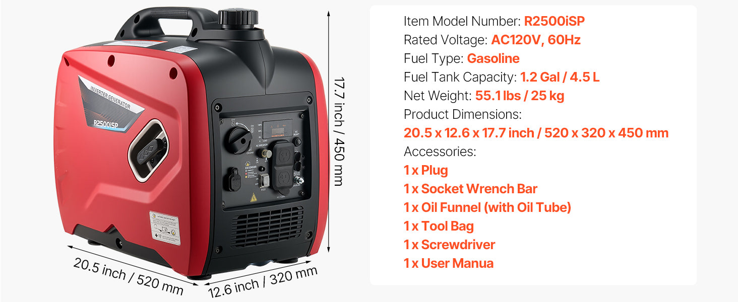 Generator invertor portabil silențios pe gaz, putere maximă 3000W