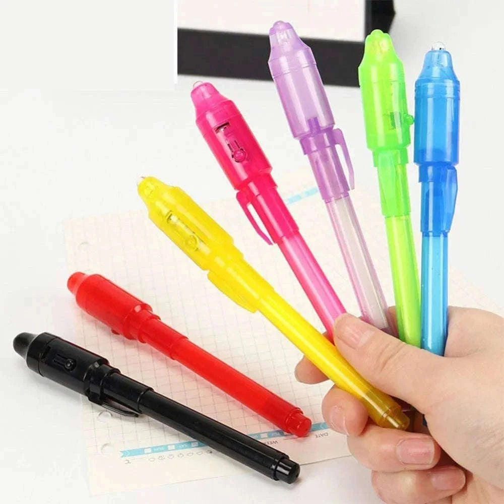 Invisible Ink Pens 4-Pack with UV Light for Secret Messages-Red