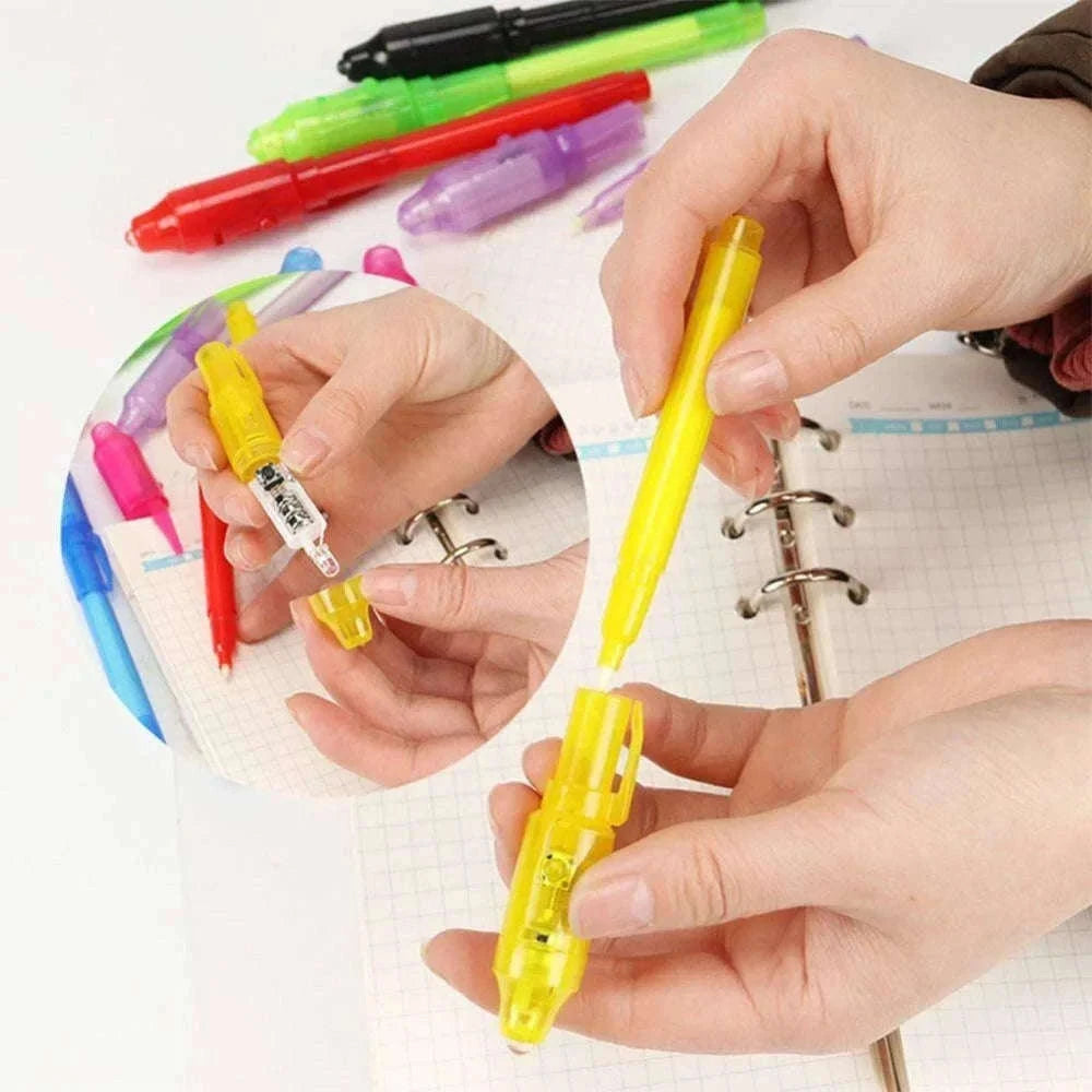 Invisible Ink Pens 4-Pack with UV Light for Secret Messages-Red