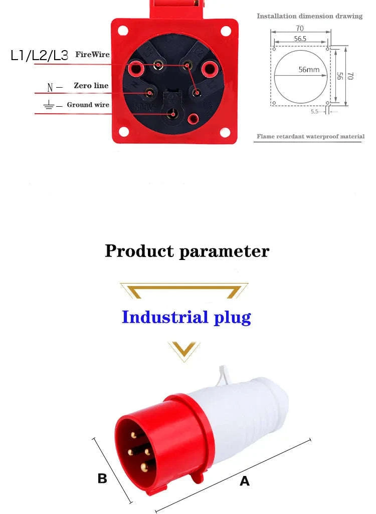 IP44 Industrial Plug and Socket Waterproof Connector-32A 3P