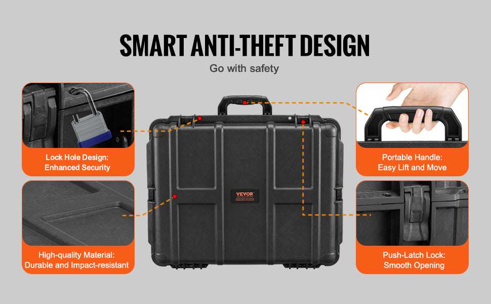 IP67 Waterproof Hard Case with Custom Foam & Secure Lock Design-1.6 cu.ft 2 Handles / United States