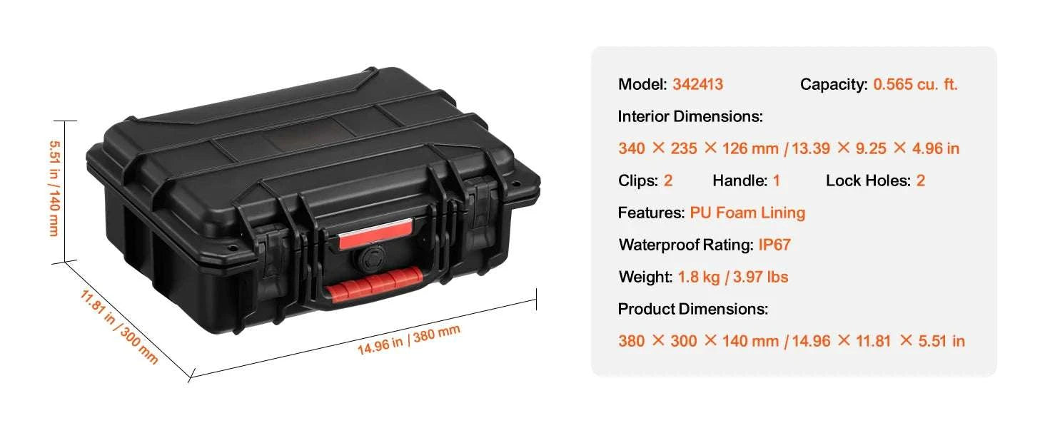 IP67 Waterproof Hard Case with Custom Foam & Secure Lock Design-1.6 cu.ft 2 Handles / United States