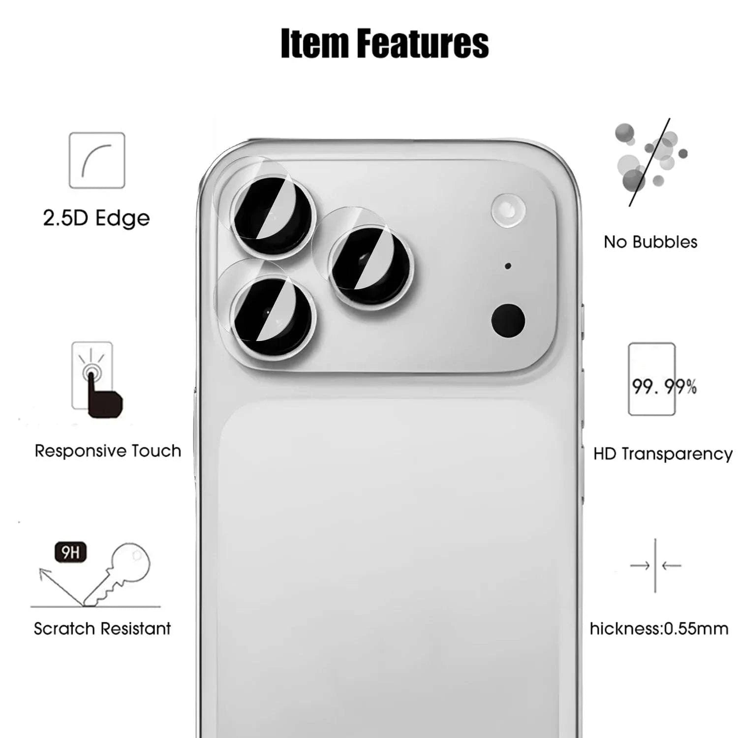 iPhone 17 Series Camera Lens Protector Full Coverage HD Clear Film-For iPhone 17 Pro / 3 Set / United States
