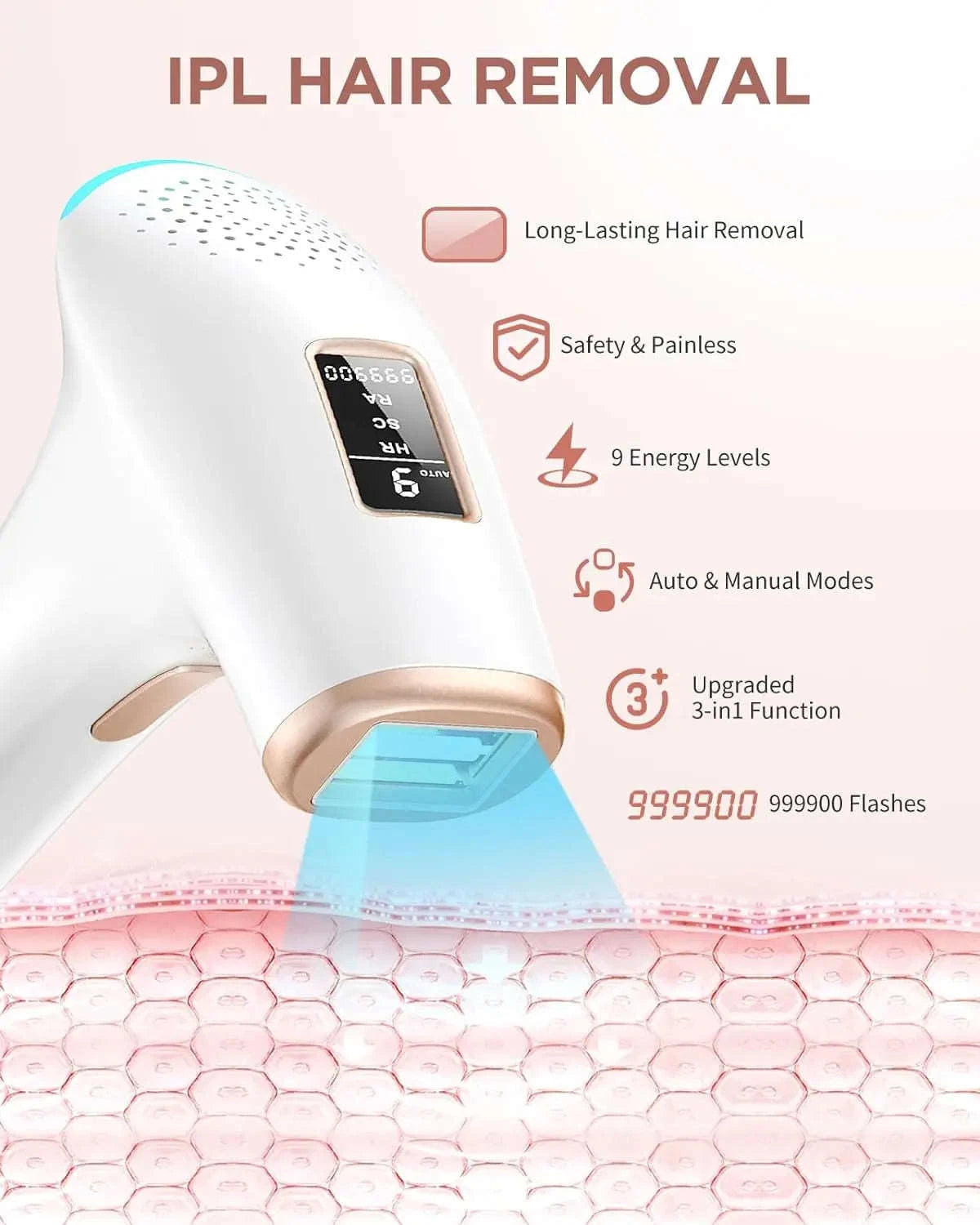 IPL Hair Removal Device with 999,900 Flashes for Full-Body Use-AI01D / US Plug / United States