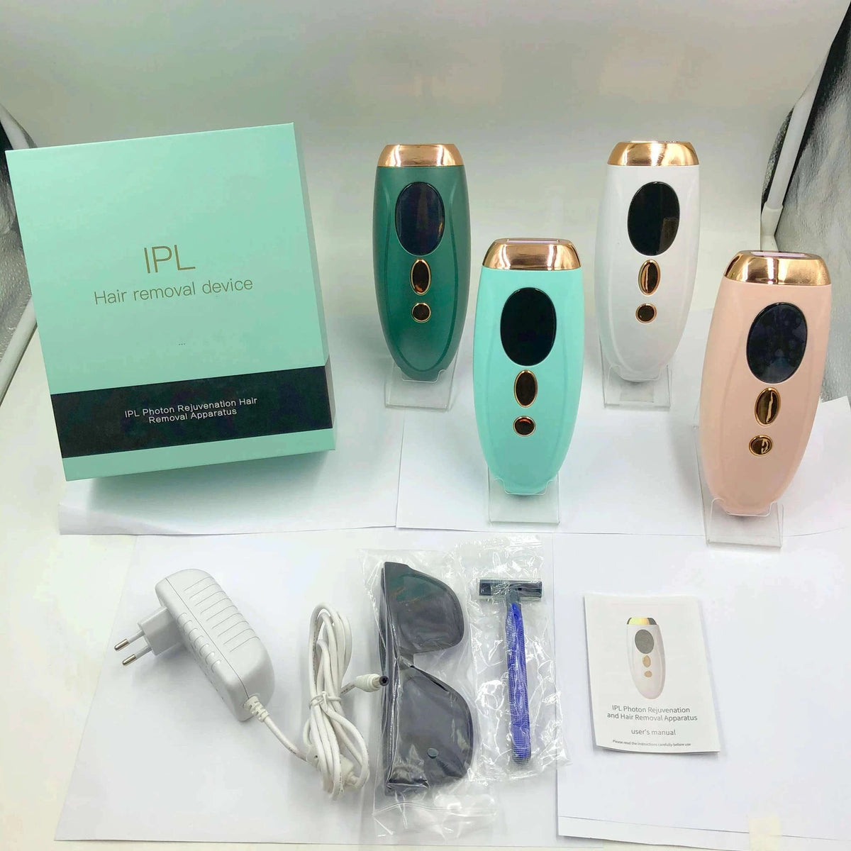 IPL Laser Hair Removal Device for Face, Body & Bikini with LCD Display-green / US Plug