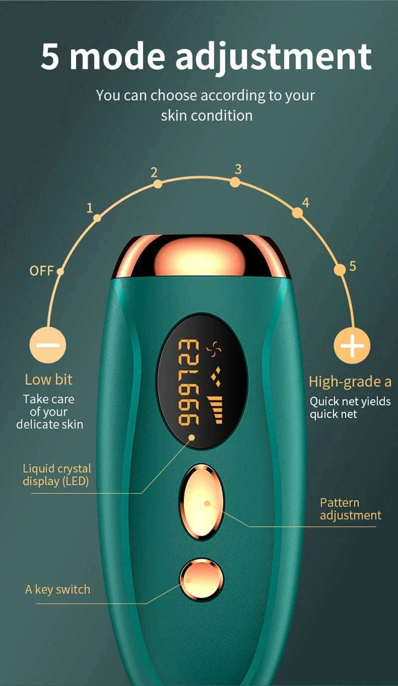 IPL Laser Hair Removal Device for Face, Body & Bikini with LCD Display-green / US Plug