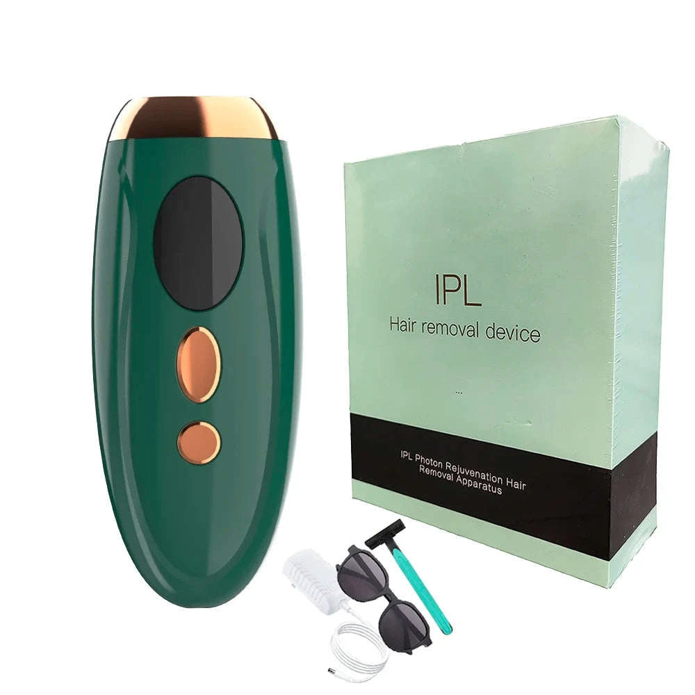 IPL Laser Hair Removal Device for Face, Body & Bikini with LCD Display-green / US Plug