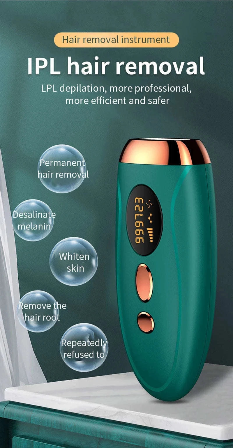 IPL Laser Hair Removal Device for Face, Body & Bikini with LCD Display-green / US Plug