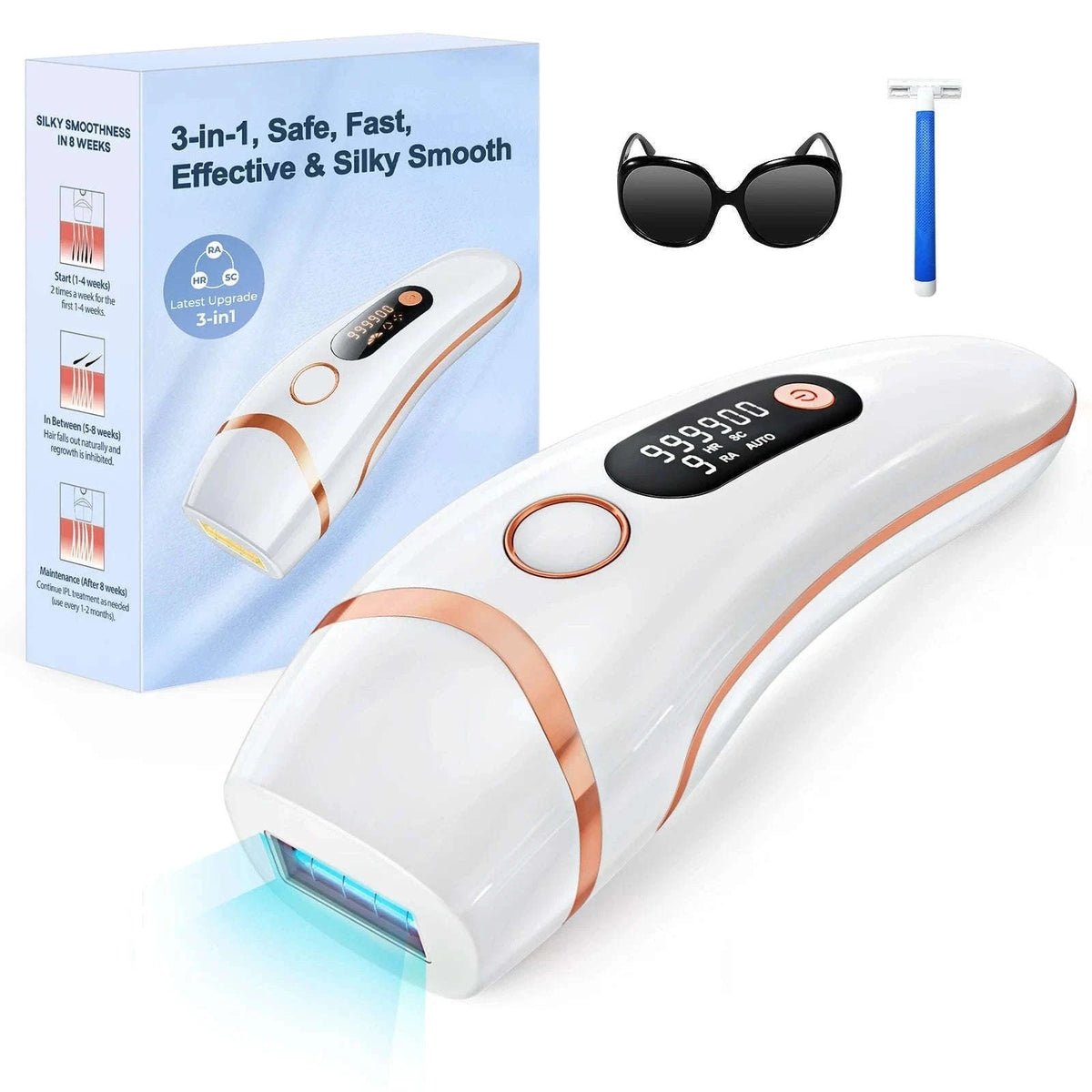 IPL Laser Hair Removal Device with 999,000 Flashes & 9 Levels-WHITE / United States