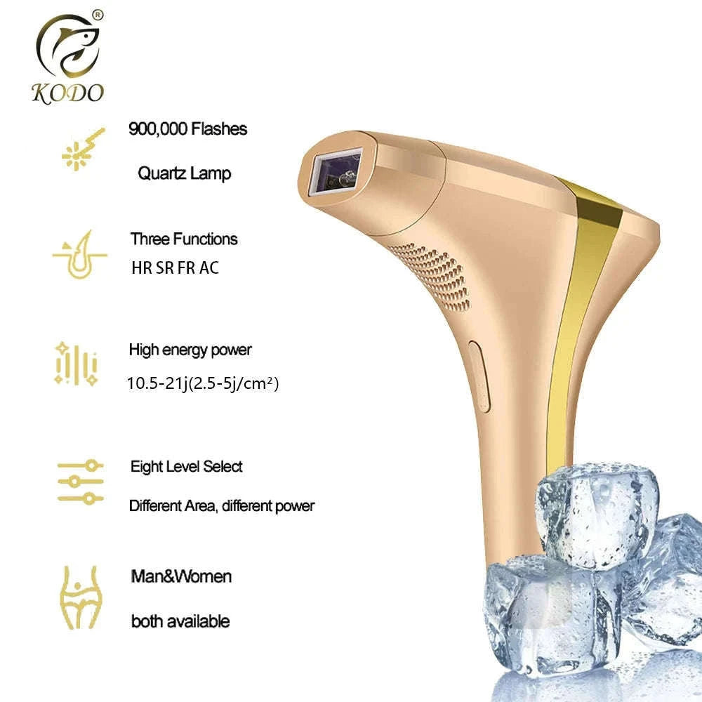 IPL Laser Hair Removal Device with Ice Cooling, 4-in-1 Face & Body-golden / JP / China Mainland