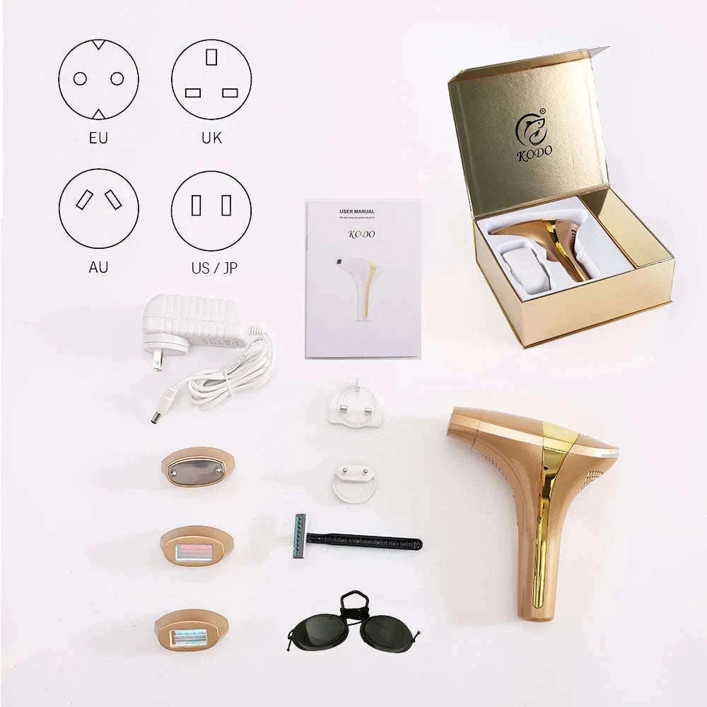 IPL Laser Hair Removal Device with Ice Cooling, 4-in-1 Face & Body-golden / JP / China Mainland
