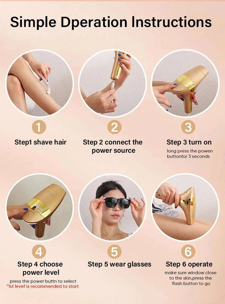 IPL Laser Hair Removal Device with Ice Cooling, 4-in-1 Face & Body-golden / JP / China Mainland