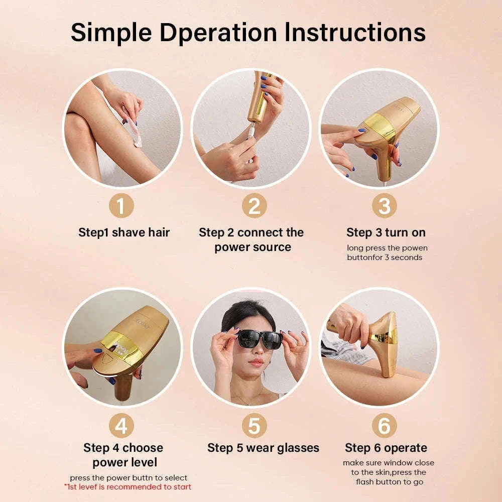 IPL Laser Hair Removal Device with Ice Cooling, 4-in-1 Face & Body-golden / JP / China Mainland