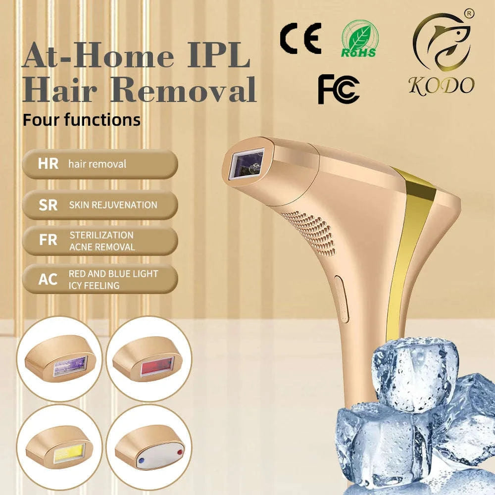 IPL Laser Hair Removal Device with Ice Cooling, 4-in-1 Face & Body-golden / JP / Mexico