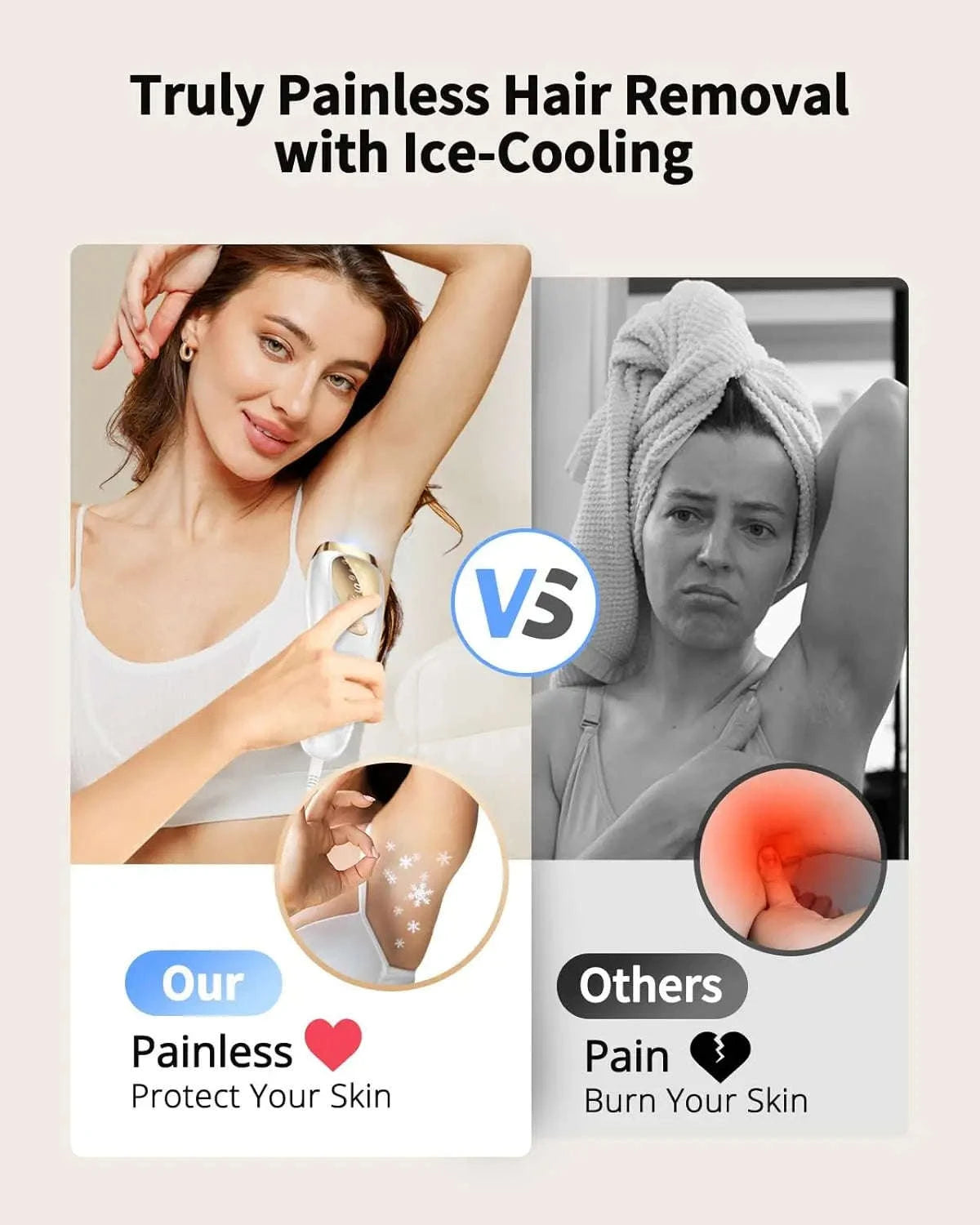 IPL Laser Hair Removal Device with Ice Cooling, Unlimited Flashes-WHITE / US Plug / United States