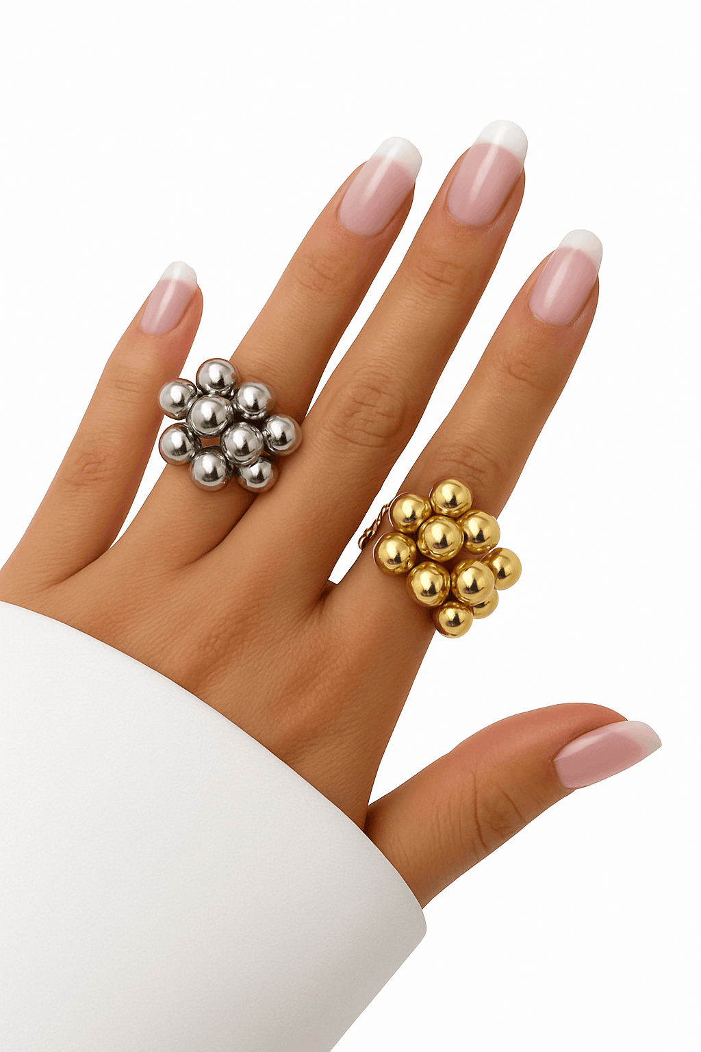 Irregular Metal Ball Ring with Adjustable Open Fit-Silver Color