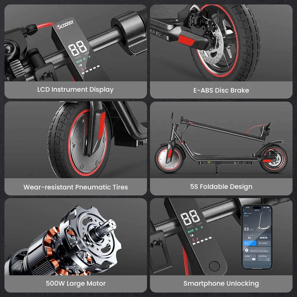 iScooter i9M Electric Scooter with 500W Motor and Pneumatic Tires-i9m / france
