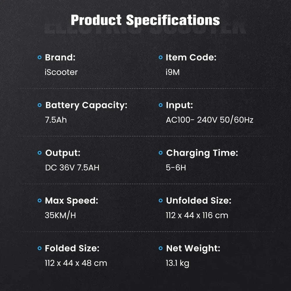 iScooter i9M Electric Scooter with 500W Motor and Tires-i9m / france
