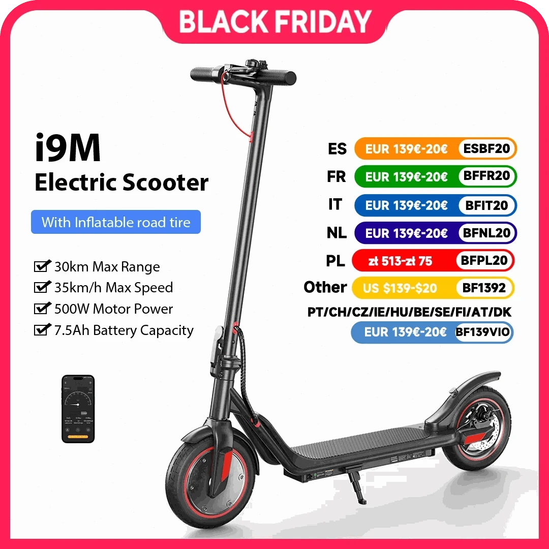 iScooter i9M Electric Scooter with 500W Motor and Tires-i9m / france