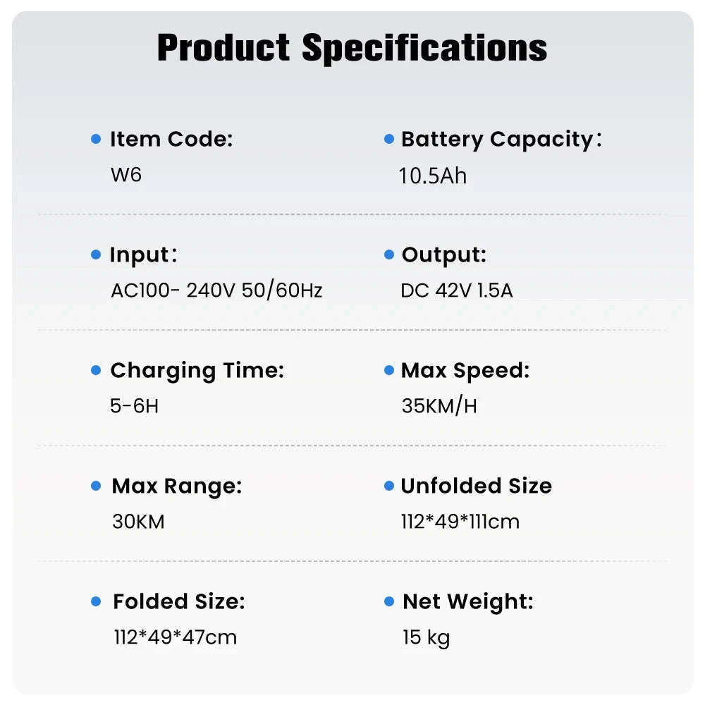 iScooter W6 Electric Scooter for Adults – 10-Inch, 500W, Long-Range-W6 / GERMANY