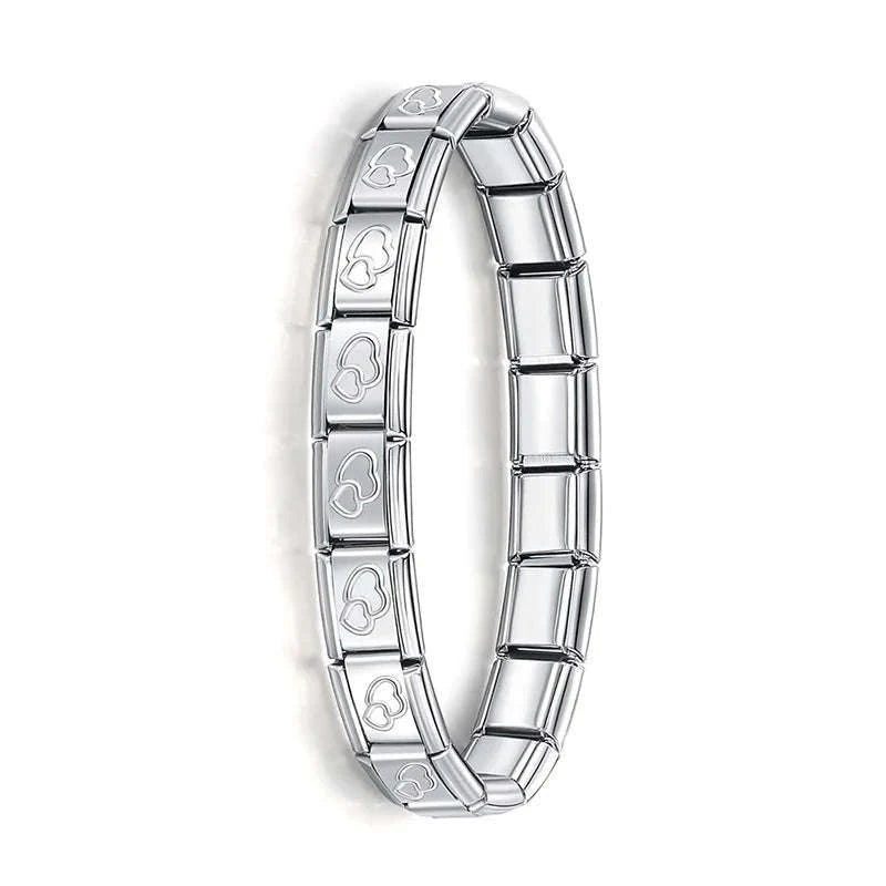 Italian Stainless Steel Charm Bracelet-B6 Silver / 17.5cm