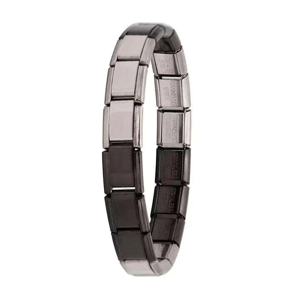 Italian Stainless Steel Charm Bracelet with Stretch Fit-B6 Silver / 17.5cm
