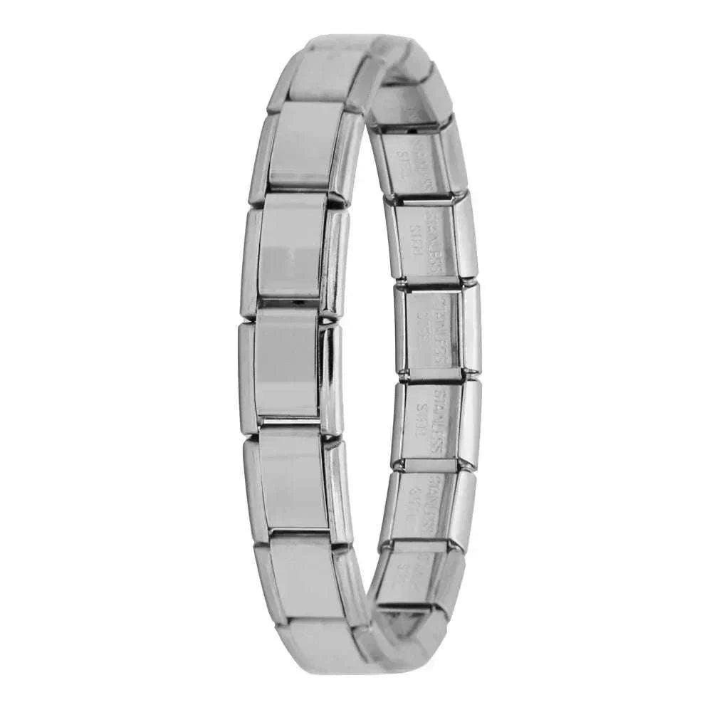 Italian Stainless Steel Charm Bracelet with Stretch Fit-B6 Silver / 17.5cm
