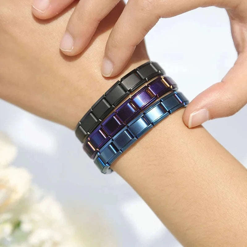 Italian Stainless Steel Charm Bracelet with Stretch Fit-B6 Silver / 17.5cm