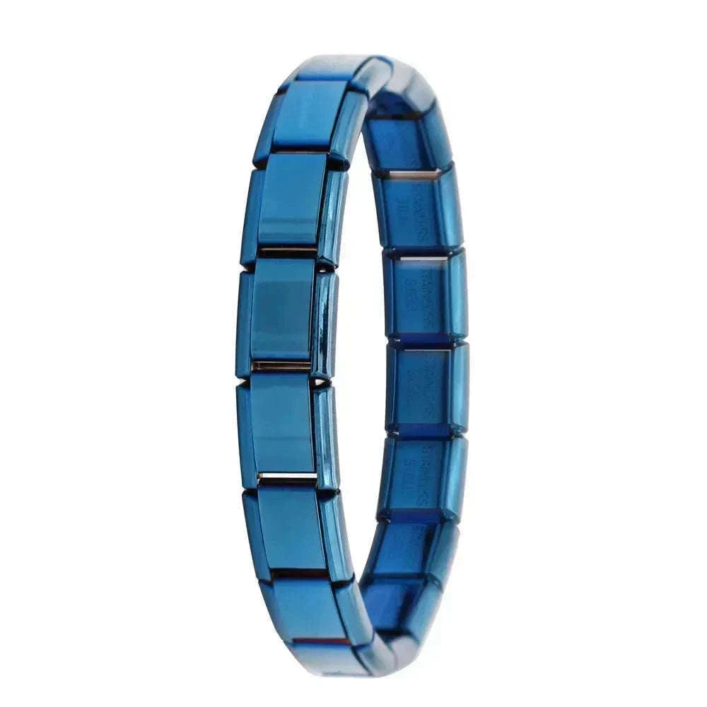Italian Stainless Steel Charm Bracelet with Stretch Fit-B6 Silver / 17.5cm