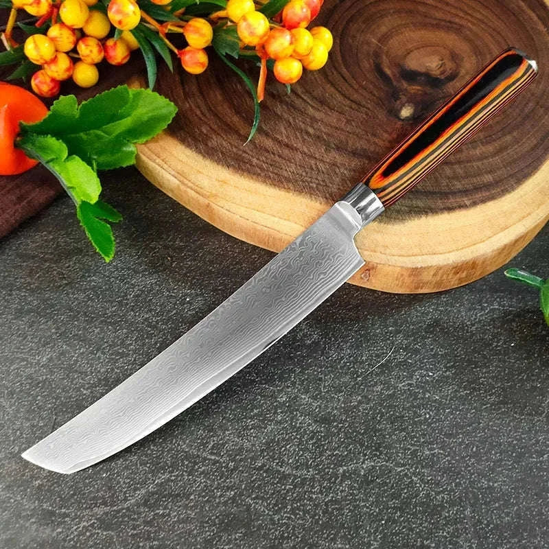 Japanese Damascus Chef Cleaver Knife with Wooden Handle-1pcs with cover