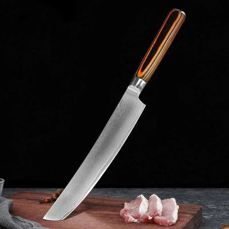 Japanese Damascus Chef Cleaver Knife with Wooden Handle-1pcs with cover