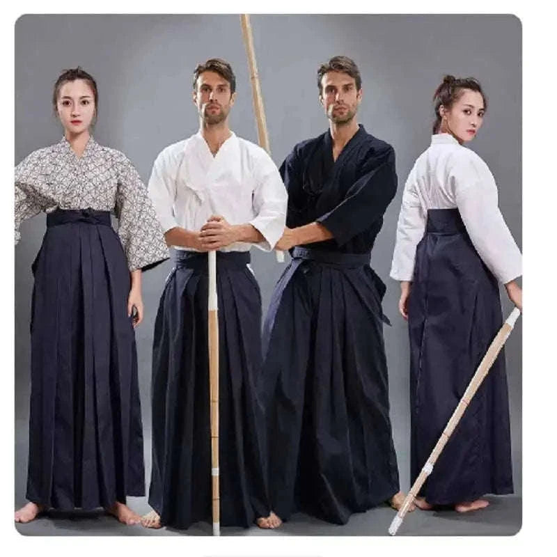 Japanese Martial Arts Uniform Set With Hakama for Kendo, Aikido & Iaido Practice-dark blue dark blue / 180