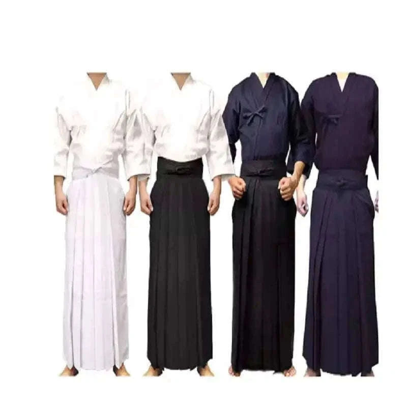 Japanese Martial Arts Uniform Set With Hakama for Kendo, Aikido & Iaido Practice-dark blue dark blue / 180