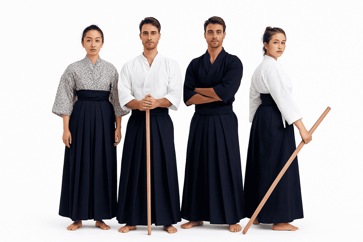 Japanese Martial Arts Uniform Set With Hakama for Kendo, Aikido & Iaido Practice-dark blue dark blue / 180