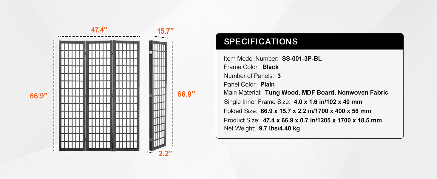 Japanese Wooden Folding Room Divider Privacy Screen Panels