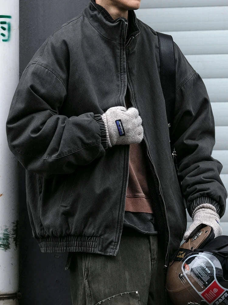 Japanese Vintage Polar Fleece Jacket for Men-Gray / M