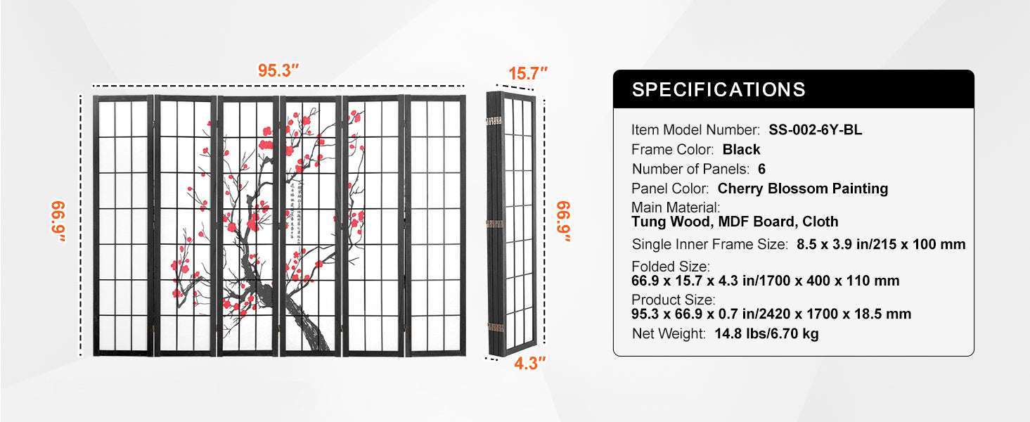 Japanese Wooden Folding Room Divider Privacy Screen Panels-3Panel Solid Color / United States