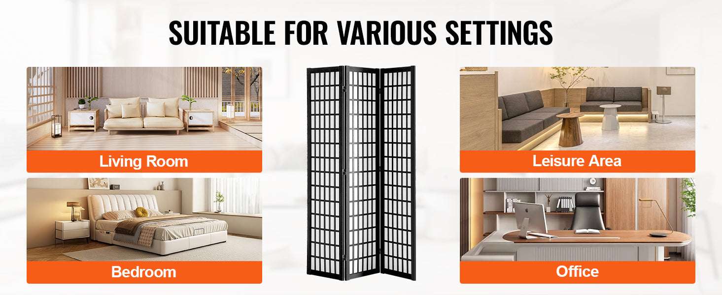 Japanese Wooden Folding Room Divider Privacy Screen Panels-3Panel Solid Color / United States