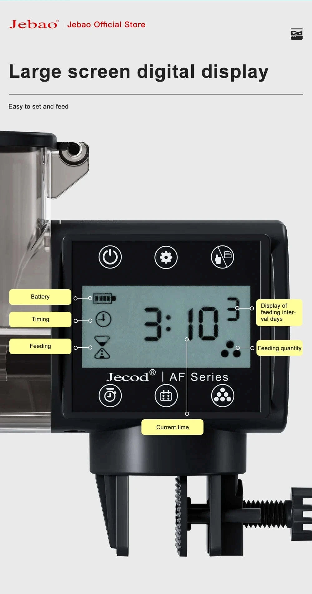 Jebao Intelligent Automatic Aquarium Fish Feeder with WiFi Control-No Battery / AF-250