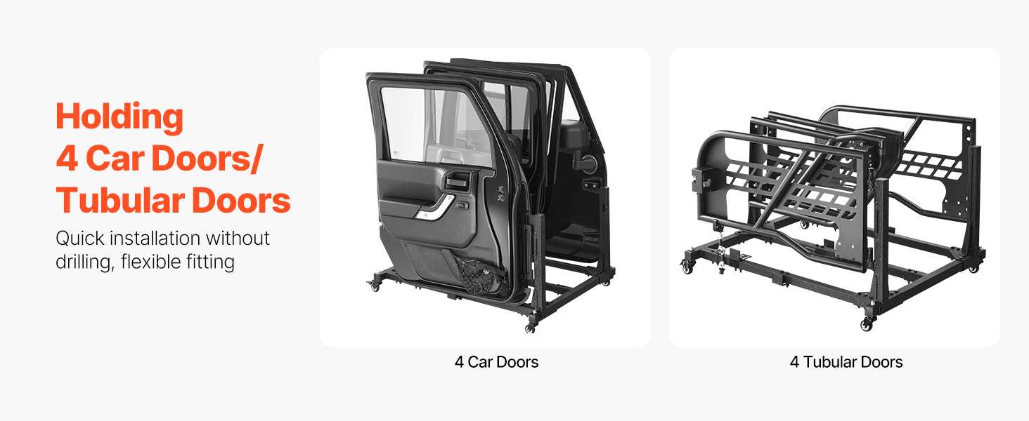 Jeep Door Storage Cart for Wrangler JK JL JKU Gladiator – 4 Door Rack-Grey / United States