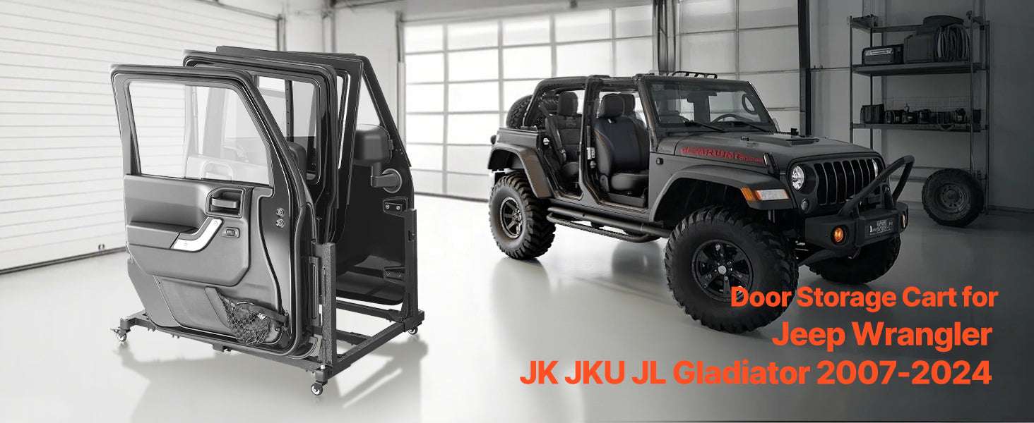 Jeep Door Storage Cart for Wrangler JK JL JKU Gladiator – 4 Door Rack-Grey / United States