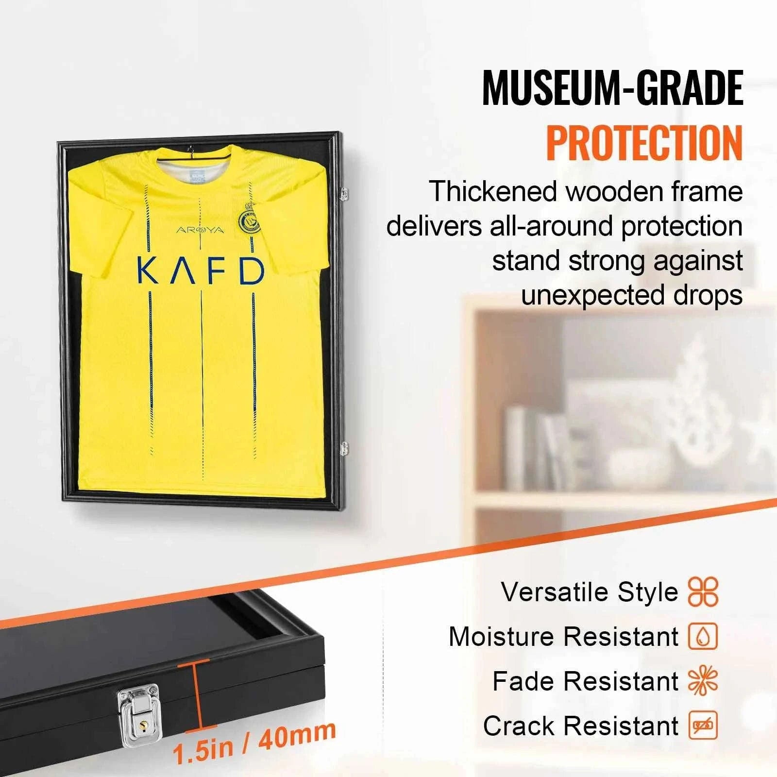 Jersey Display Frame Case Lockable Shadow Box with UV Protection-590x790x40 mm-1PC / Poland