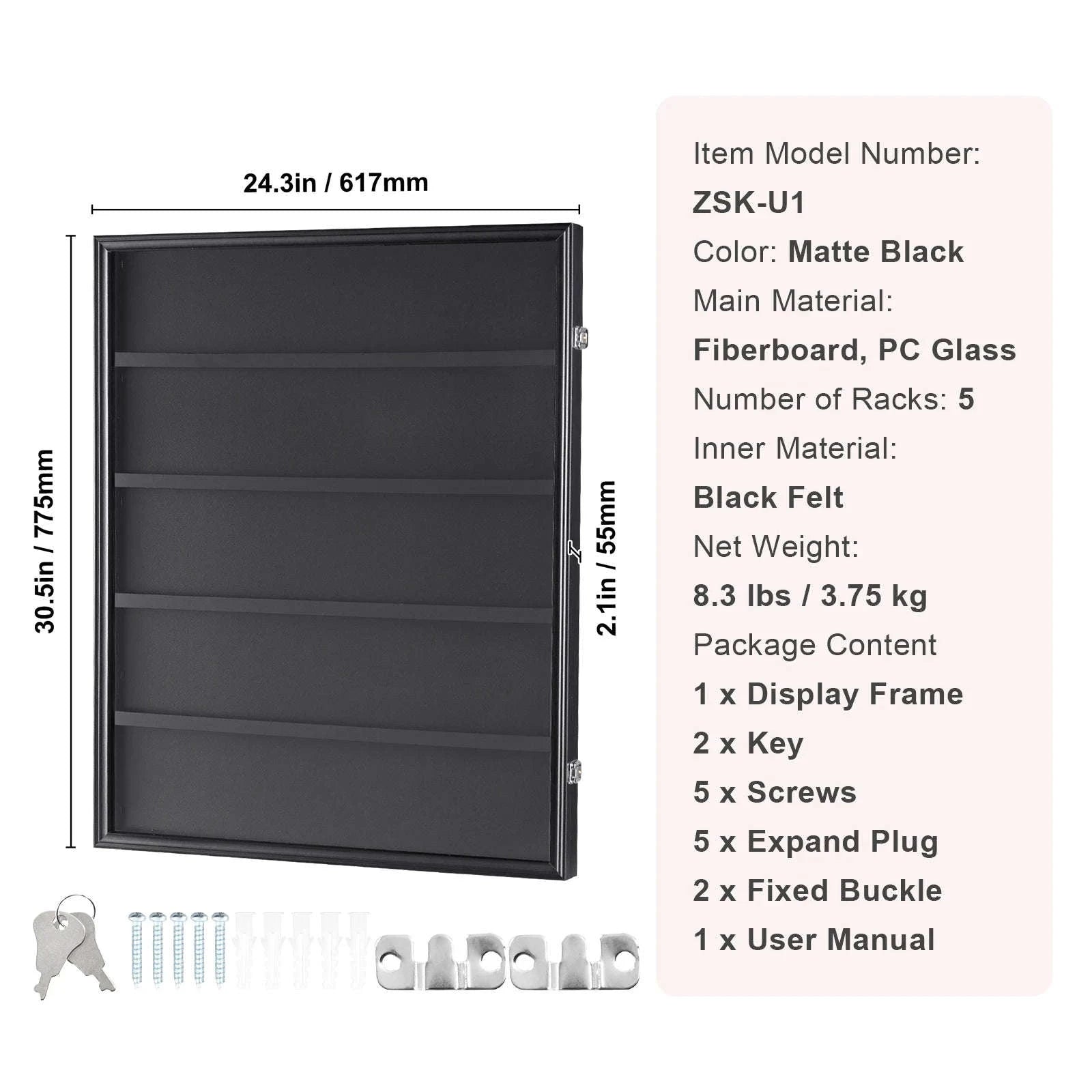 Jersey Display Frame Case Lockable Shadow Box with UV Protection-590x790x40 mm-1PC / Poland