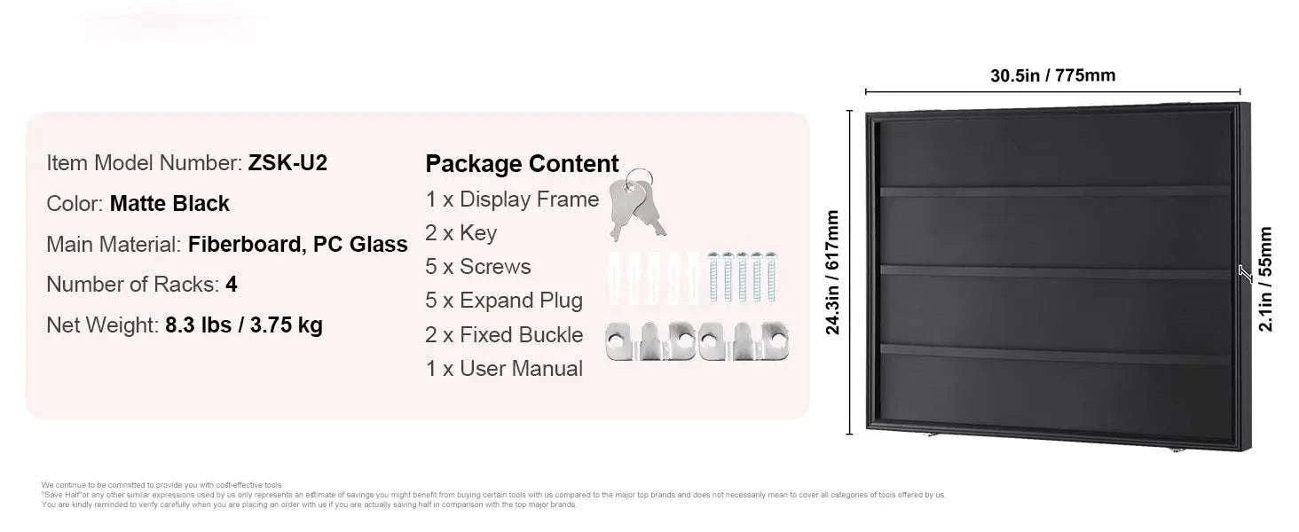 Jersey Display Frame Case Lockable Shadow Box with UV Protection-590x790x40 mm-1PC / Poland