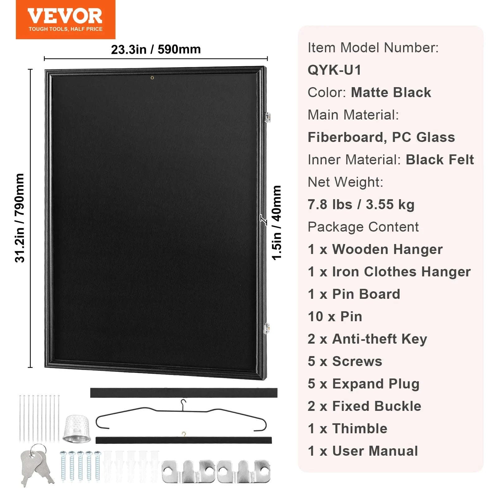 Jersey Display Frame Case with Lock and UV Protection-617x775x55 mm-1PC / United States