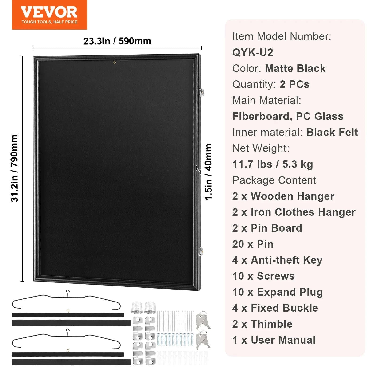 Jersey Display Frame Case with Lock and UV Protection-617x775x55 mm-1PC / United States