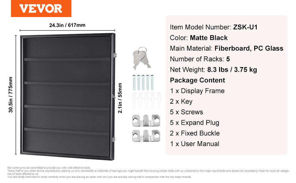 Jersey Display Frame Case with Lock and UV Protection-617x775x55 mm-1PC / United States